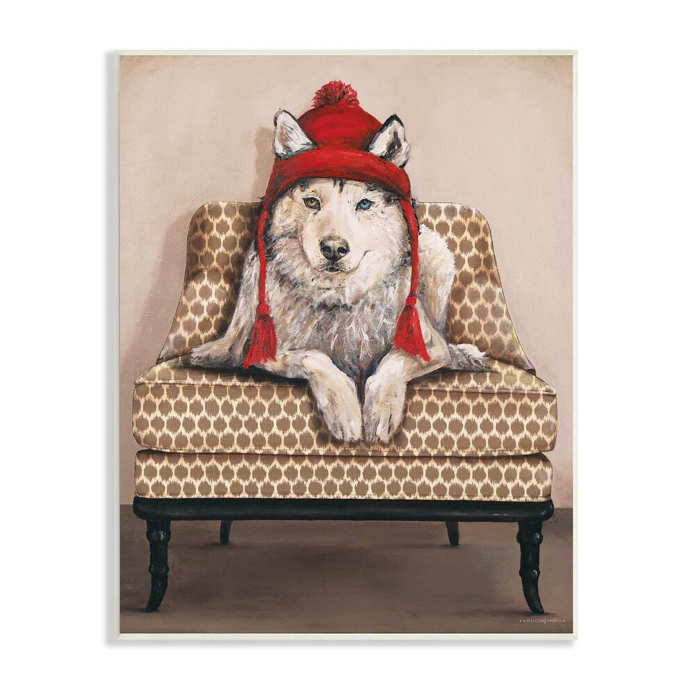 9602 Winter Husky Red Pom Hat Chic Livingroom Chair